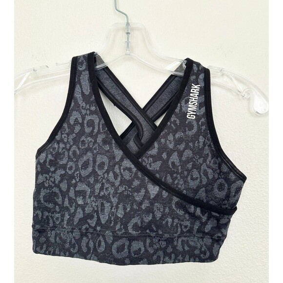 Gymshark Adapt Seamless Animal Print Leopard Sports Bra Gray Black Women's XS